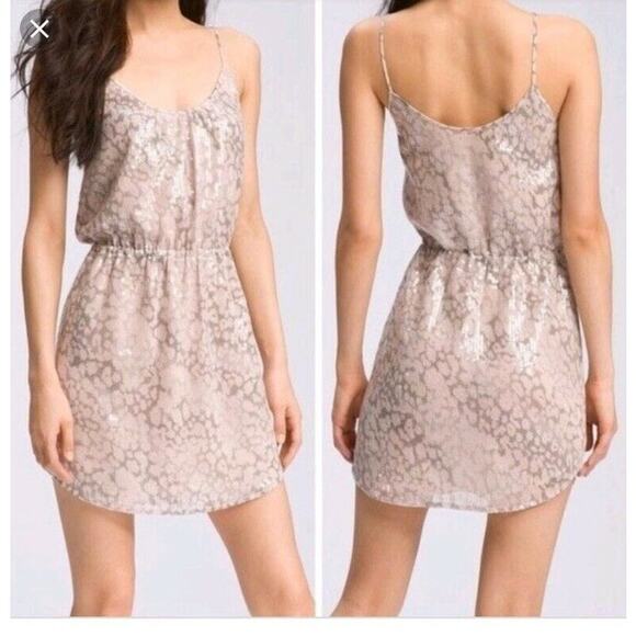 Rebecca Taylor Bam Bam Sequin Animal Print Leopard Tank Mini Dress 8 Round Neck - Picture 1 of 5